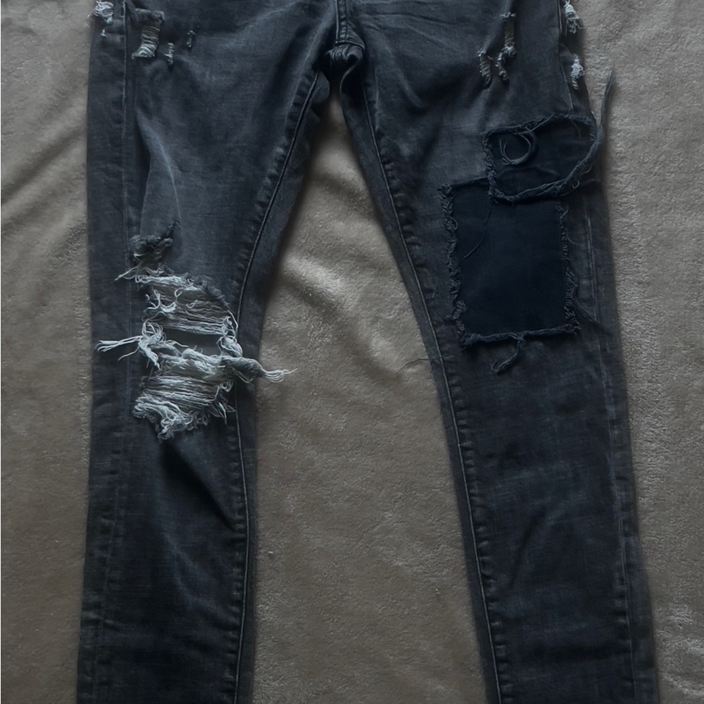 Men's Distressed Black Skinny Jeans